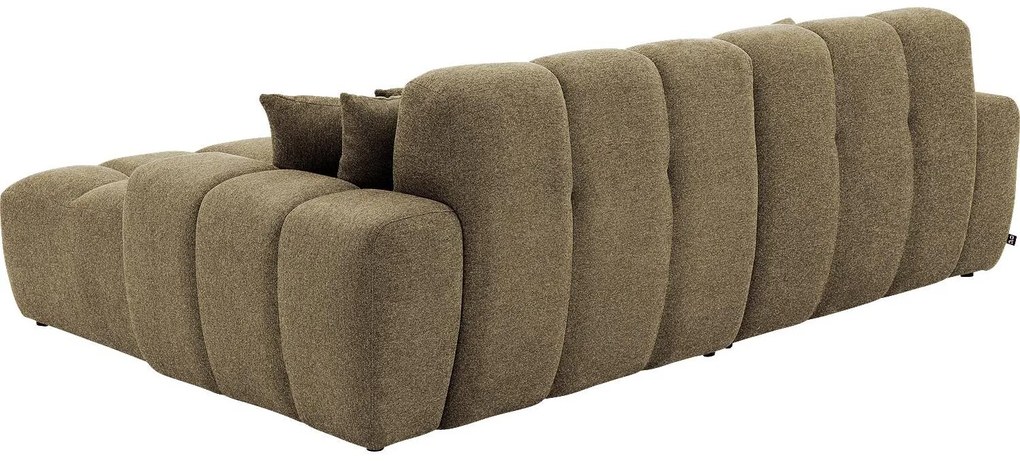 Goossens Excellent Bank Kubus - 30 X 30 Cm Stiksel groen, stof, 1,5-zits, modern design met chaise longue rechts