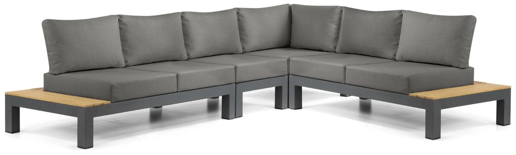 Loungeset 6 personen Aluminium/Teak Grijs Lifestyle Garden Furniture Vittoria