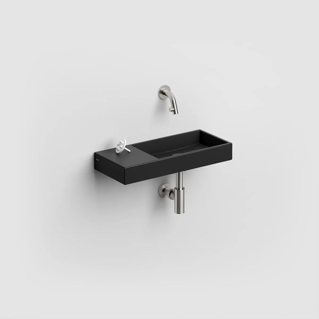 Clou Mini Wash Me keramische fontein 45cm zonder kraangat links zwart mat