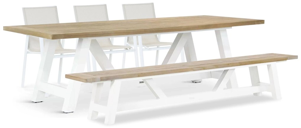 Picknick Set 6 personen 260 cm Aluminium/textileen Wit Lifestyle Garden Furniture Fiora/Florence