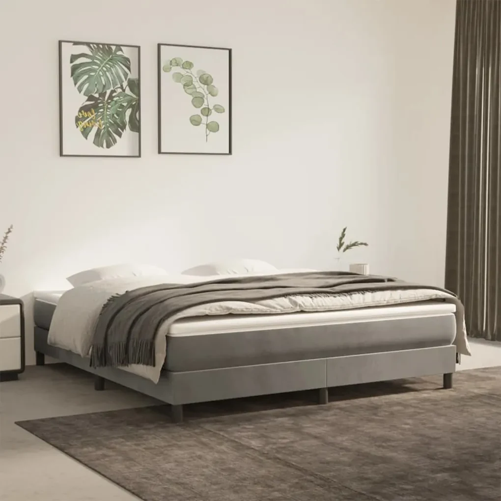vidaXL Boxspringframe fluweel lichtgrijs 180x200 cm
