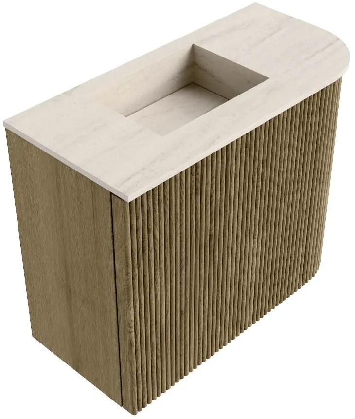 Mondiaz Joya DLux 50cm toiletmeubel ronding rechts dusk met wastafel faye links zonder kraangat meli