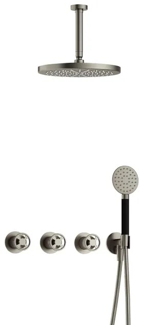 Hotbath Cobber IBSW70 Regendoucheset inbouw - 15cm plafondarm - 30cm ronde hoofddouche - 3 standen handdouche - Geborsteld nikkel IBSW70GN125