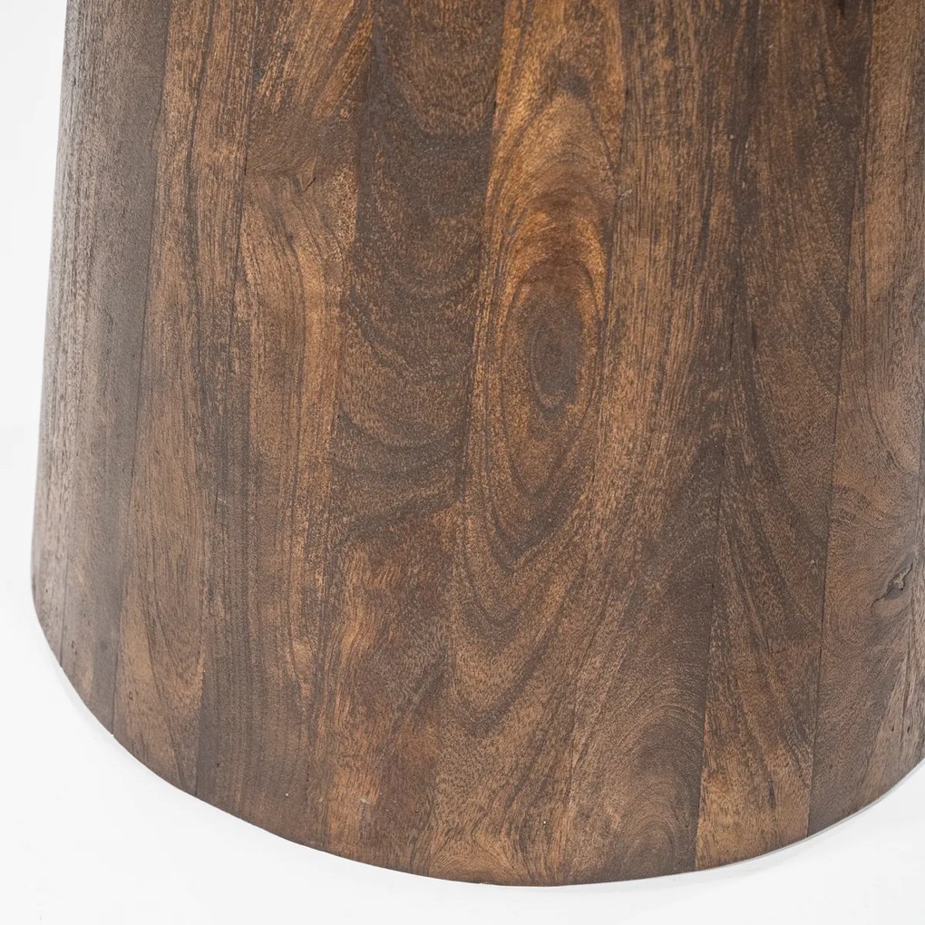 Ronde Eettafel Travertin En Mangohout - 130 X 130cm.