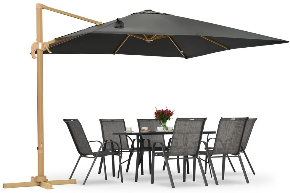 Siena 3x3m houtachtige tuinparasol met antraciet hoes Garden Point