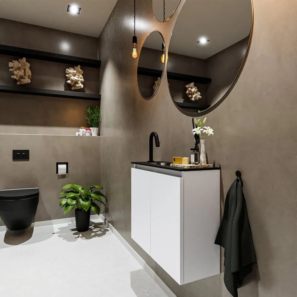 Mondiaz Ture 60cm toiletmeubel talc met wastafel urban links 1 kraangat