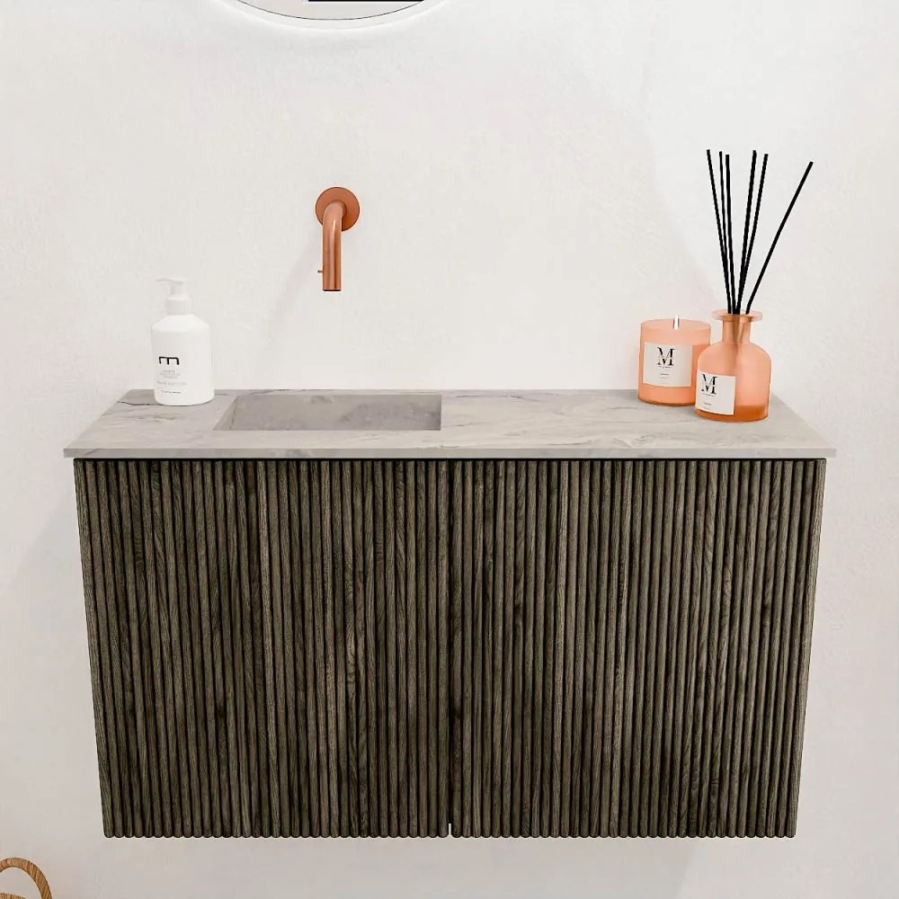 Mondiaz Joya DLux 70cm toiletmeubel shadow met wastafel faye links zonder kraangat glace