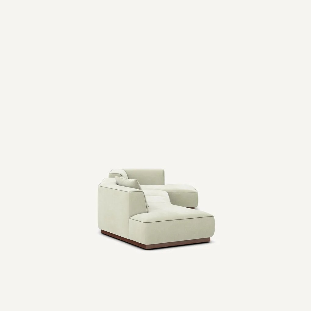 Open bank met hoek rechts met voetensteun in stonewashed fluweel, JACOPO