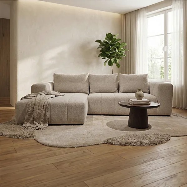 Beige Bank Met Decoratieve Strepen Hoek Links