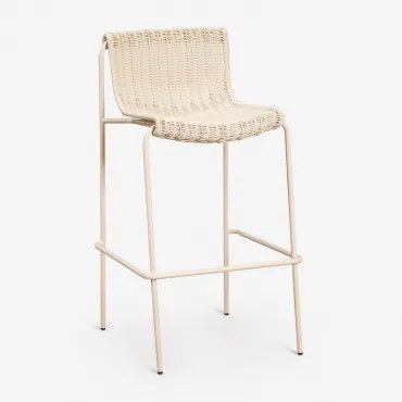 Hoog Tuinkrukje Van Synthetisch Riet En Staal Revia ↑75 Cm & Tapioca Beige - Sklum