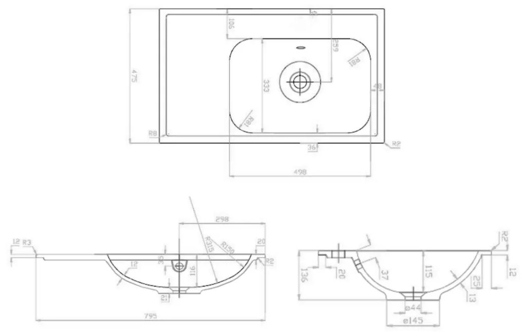 Best Design Splash badkamermeubel 80cm zonder kraangat wit glans