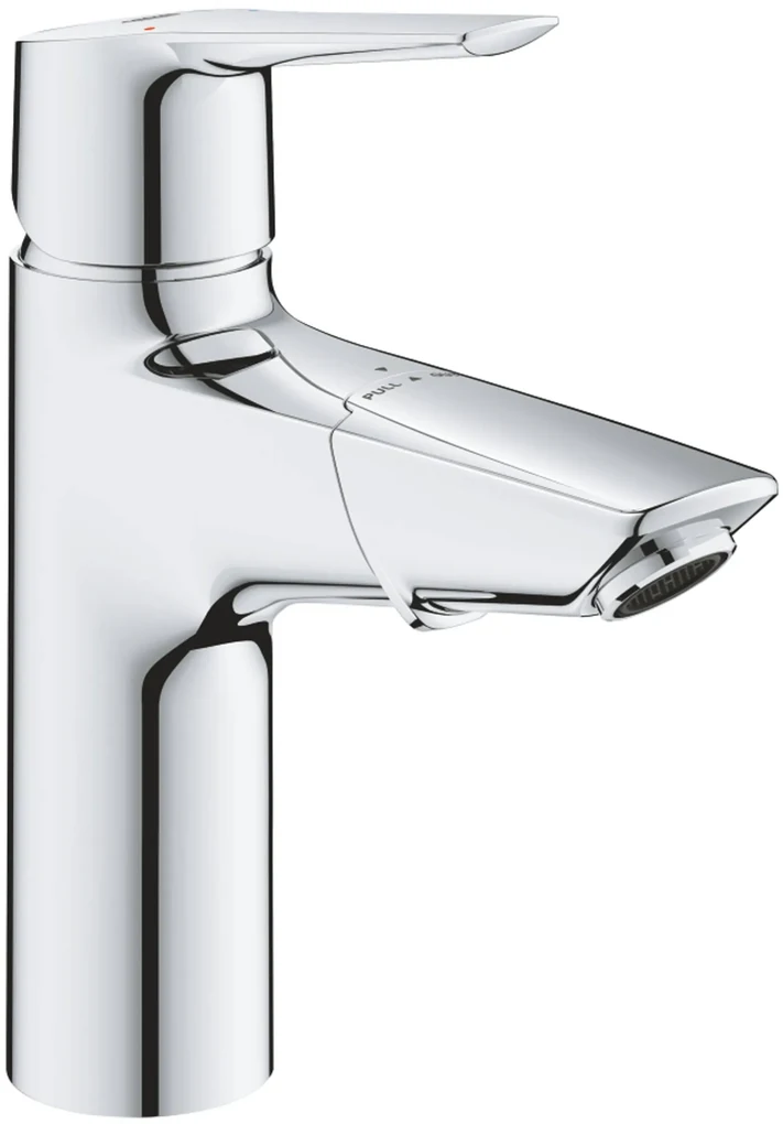 Grohe QuickFix Start M-size wastafelkraan met uittrekbare uitloop en push-up waste chroom