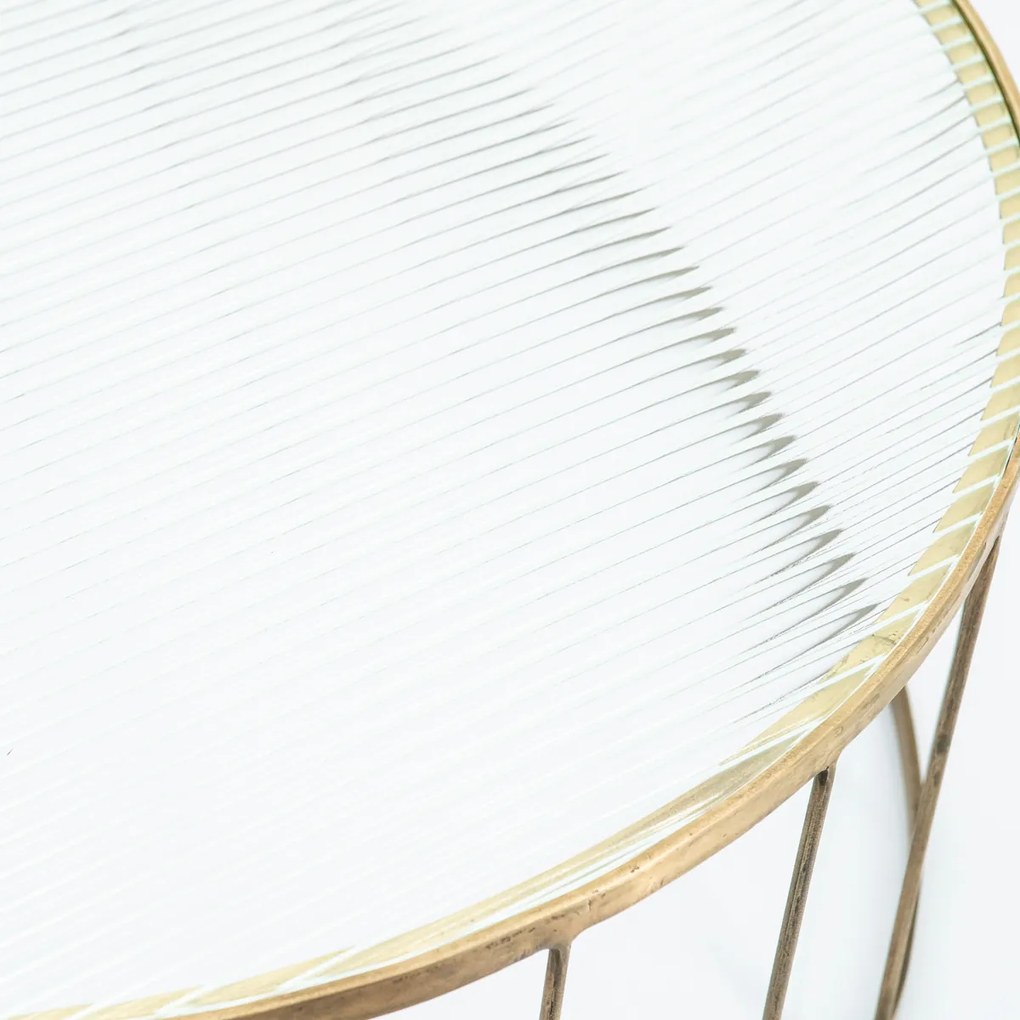 By-Boo Caesar Ronde Salontafel Goud En Ribbelglas - 80 X 80cm.