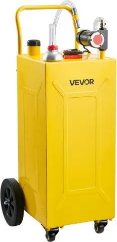 VEVOR 113,6L Brandstoftrolley Mobiel Tanksysteem met 12V Elektrische Pomp, Draagbare Dieseltank voor Tractoren, Voorladers en Landbouwmachines, met 4 Wielen & Oliepeilindicator, Max. 32L/min, Koolstofstaal, Geel
