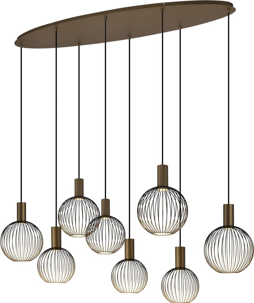 Ascha 8-lichts Hanglamp Zwart Goud