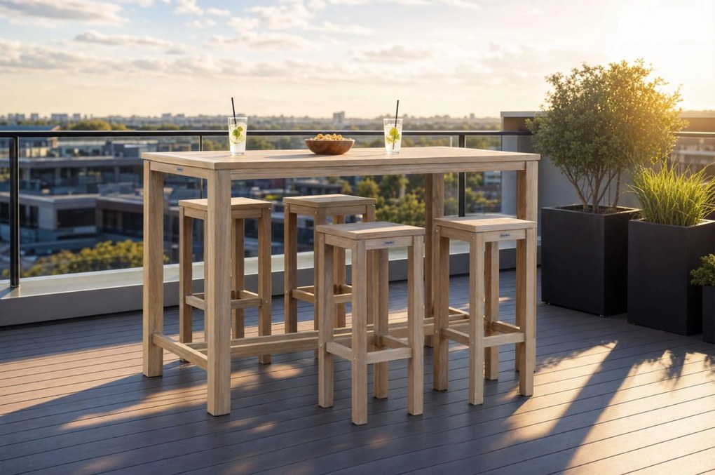 Barset 4 personen Teak Old teak greywash Garden Collections Brighton