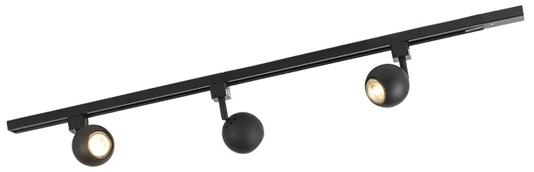 Modern railsysteem met 3 spots zwart 1-fase  - Iconic Gissi