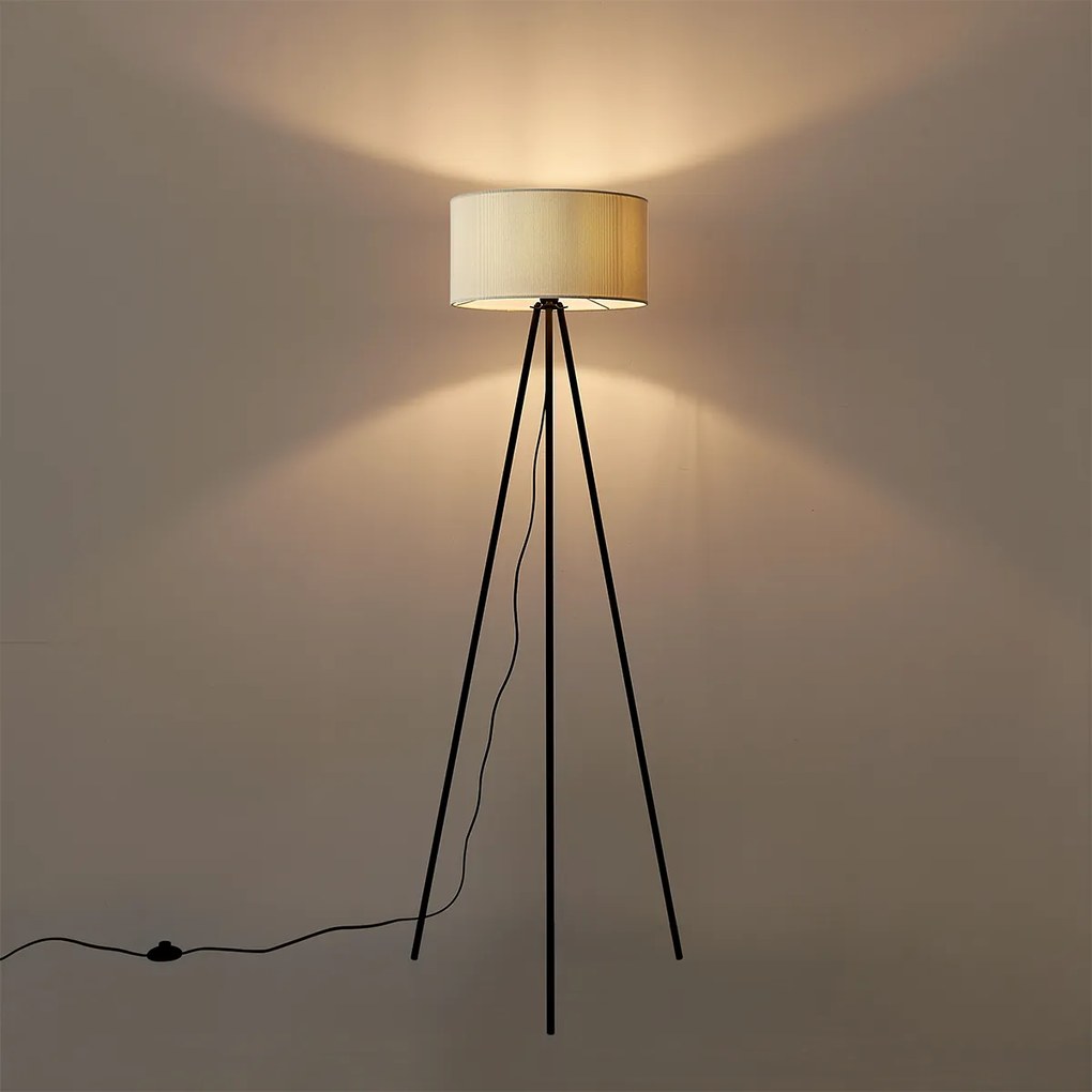 Moderne tripod vloerlamp wit met velours kap - Luz