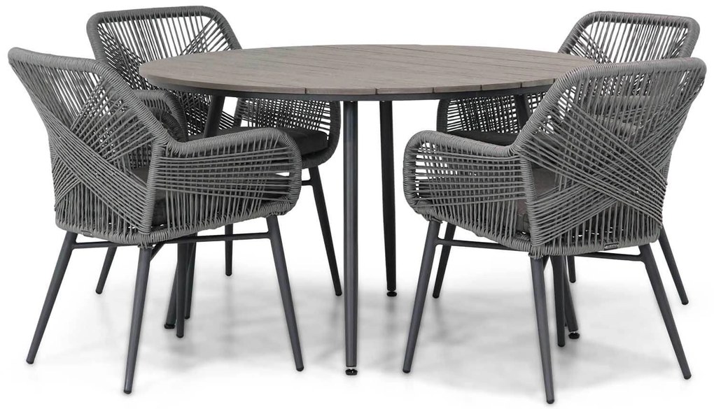Tuinset Ronde Tuintafel 4 personen 125 cm Rope Grijs Lifestyle Garden Furniture Advance/Matale