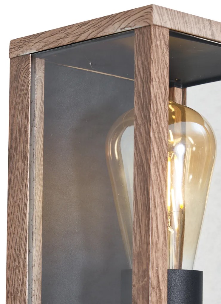 Buitenlamp Industriële wandlamp hout print 26 cm IP44 - Charlois Industriele / Industrie / Industrial E27 IP44 Buitenverlichting
