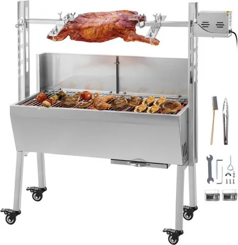VEVOR Rotisserie Grill, 60kg Maximaal Capaciteit Rotisserie Draaispies, 90x38,8cm BBQ Spit Rotisserie Grill, met 25W Elektrische Motor, Verstelbare Spithoogte, Ideaal voor Het Roosteren van Groot Wild