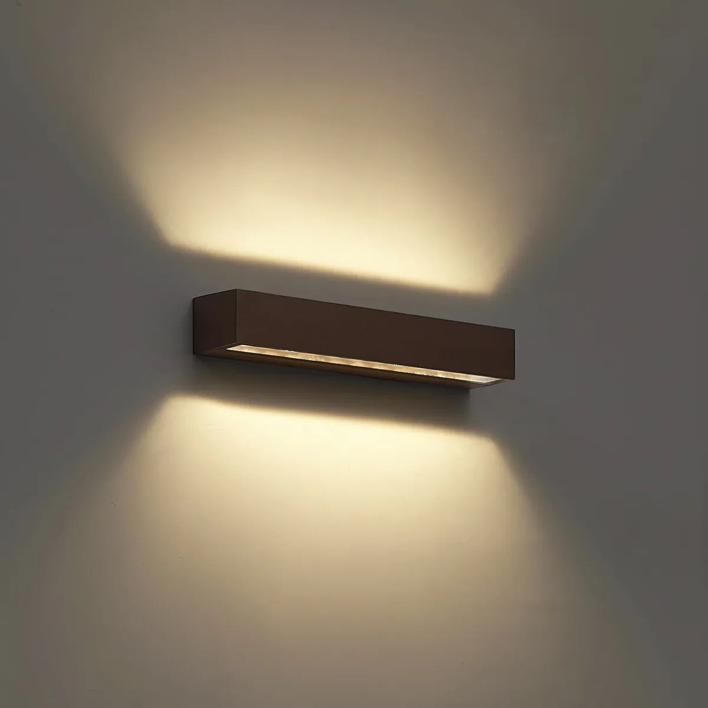 Industriële buiten wandlamp roestbruin 38cm incl. LED IP65 - Hannah