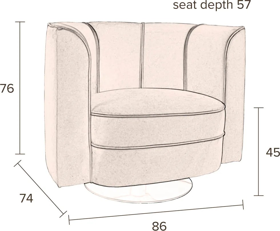 Dutchbone Flower Draaifauteuil Oranje Fluweel