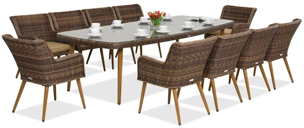 Exclusieve dining tuinset met grote tafel Córdoba voor 10 personen Garden Point bruin