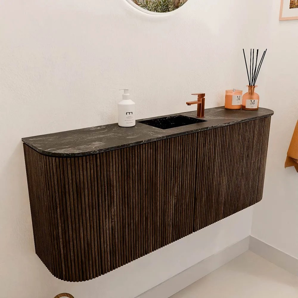 Mondiaz Joya DLux 105cm toiletmeubel ronding links/rechts walnut met wastafel faye midden 1 kraangat lava