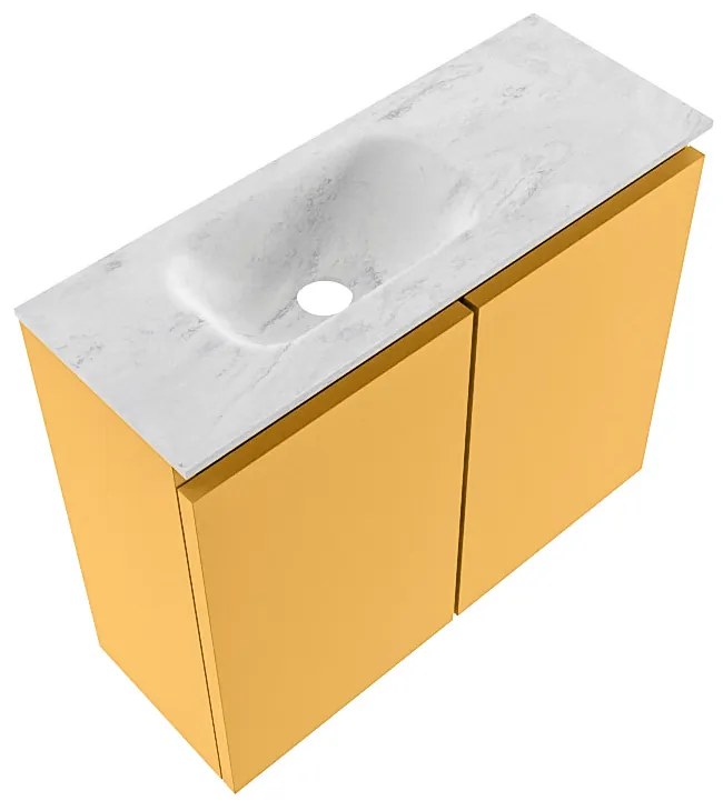 Mondiaz Ture DLux toiletmeubel 60cm ocher met wastafel opalo links met kraangat