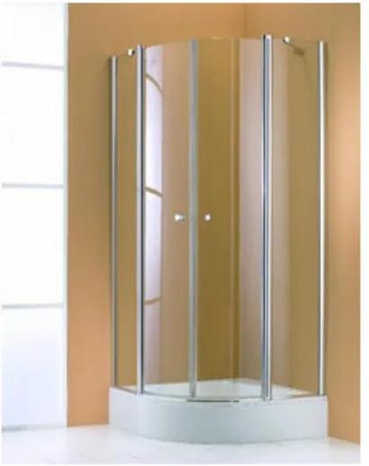 Huppe 501 Design douchecabine kwartrond met zwaaideuren met vaste segmenten 90x190cm zilver profiel en helder glas 0360841