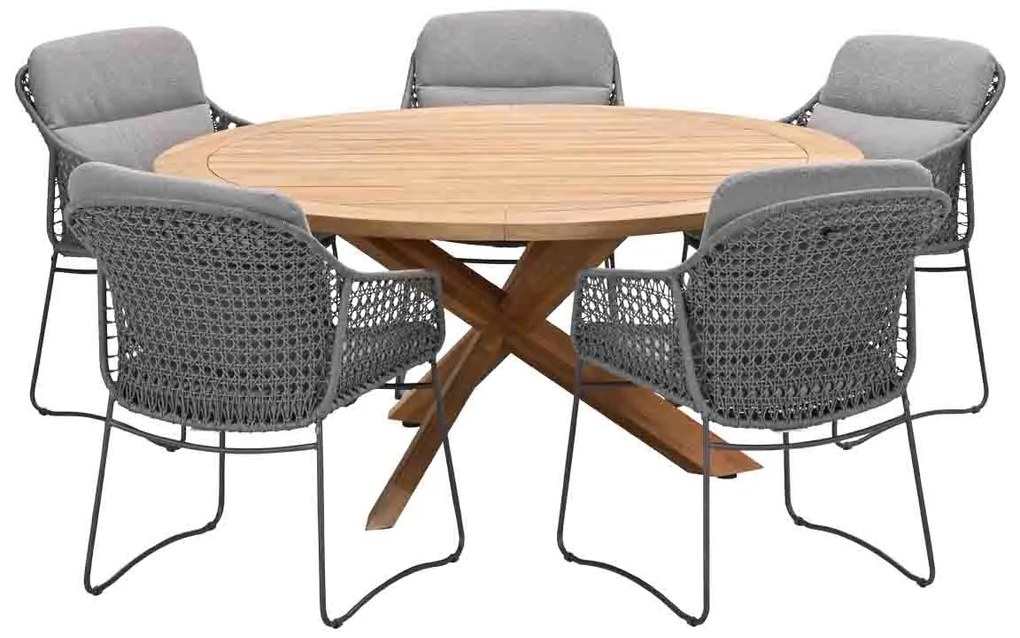 4 Seasons Moretti tuinset 6-delig - Prado tuintafel Ø160 cm