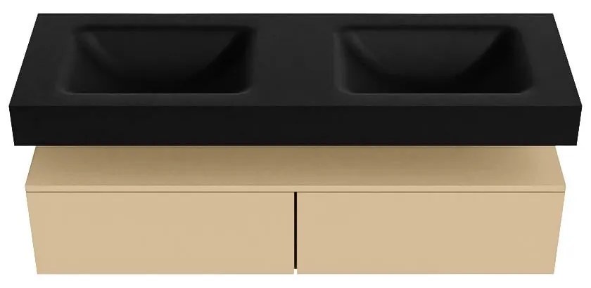 Zaro Alan badmeubel 140cm sand 2 lades met vrijhangende wastafel cloud dubbel 2 kraangaten urban