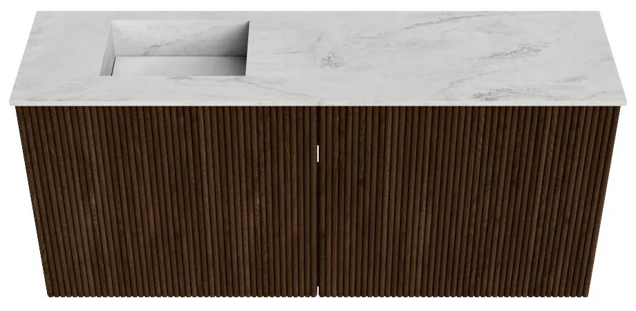 Mondiaz Joya DLux 90cm toiletmeubel walnut met wastafel faye links zonder kraangat opalo