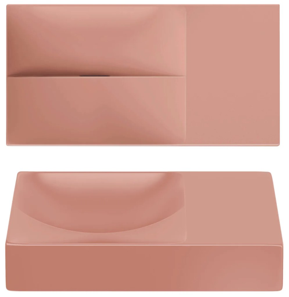 Clou Vale keramische fontein 38cm zonder kraangat rechts roze mat