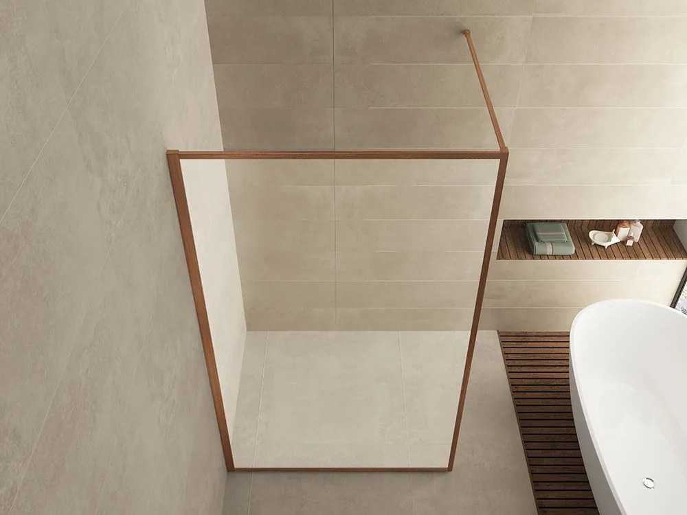 Mueller Square inloopdouche 90x200cm helder glas met nano-coating geborsteld brons