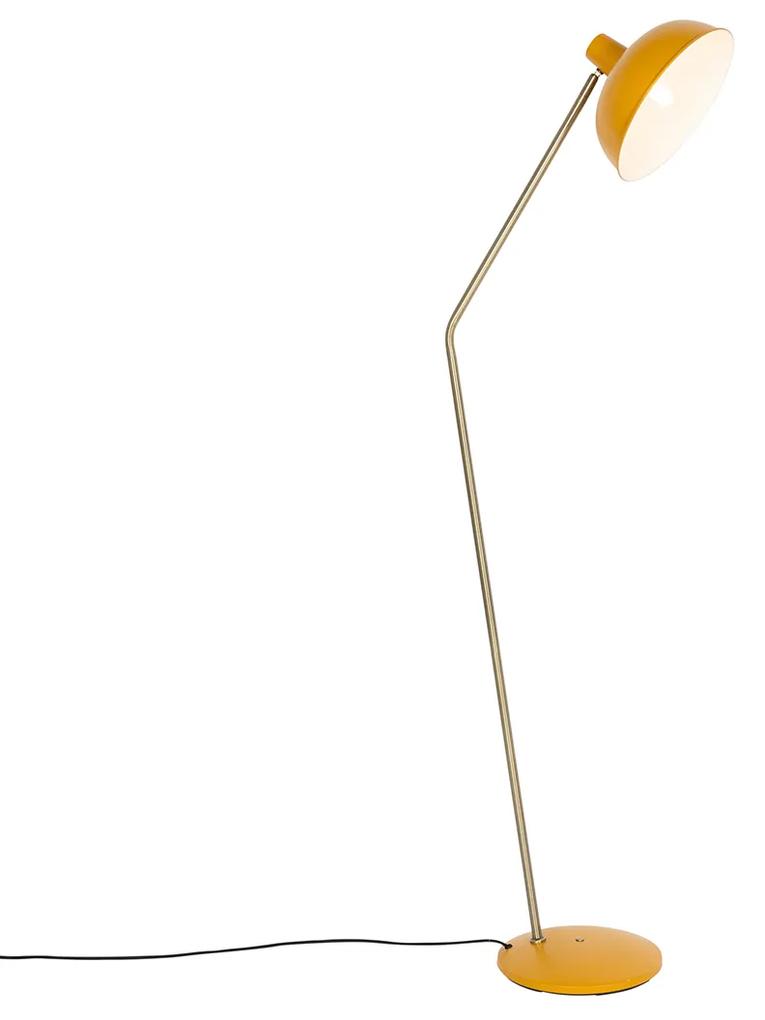 Retro vloerlamp geel met brons - Milou Retro E27 Binnenverlichting Lamp