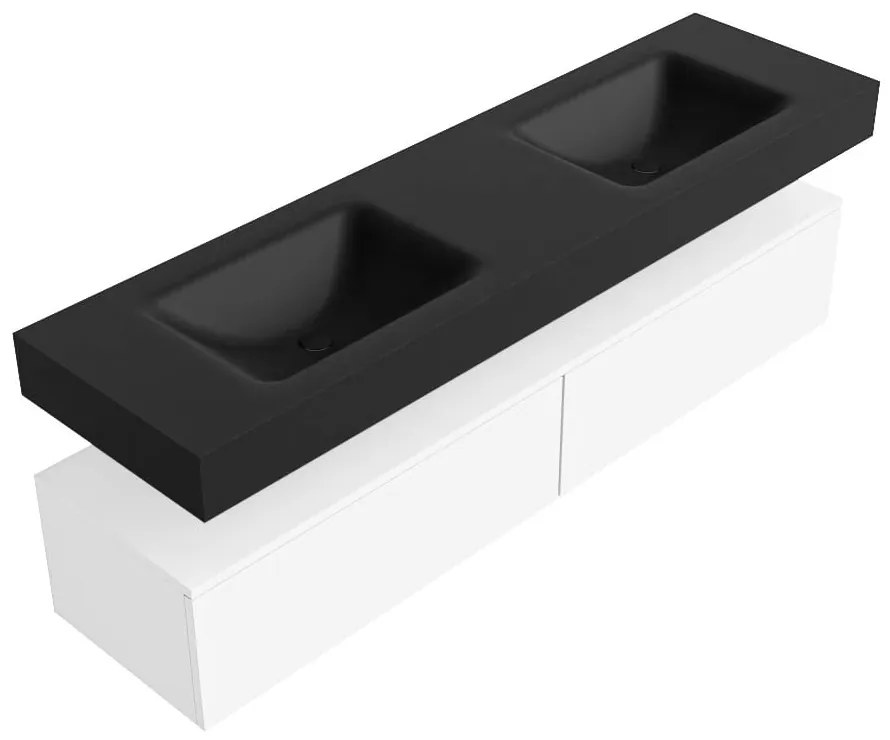 Zaro Alan badmeubel 170cm talc 2 lades met vrijhangende wastafel cloud dubbel zonder kraangat urban