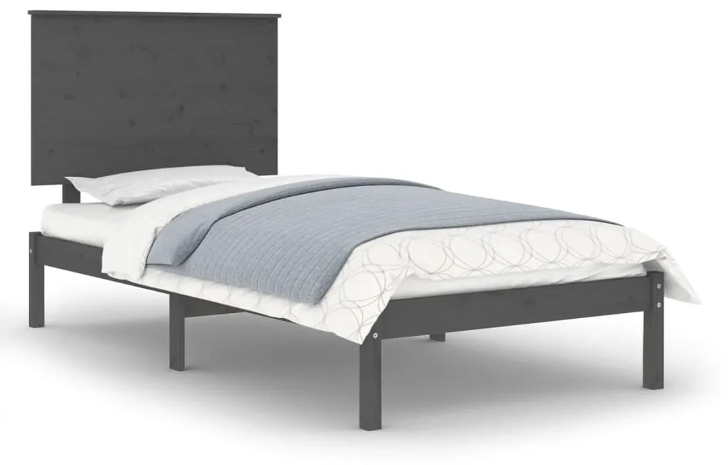 vidaXL Bedframe massief hout grijs 75x190 cm 2FT6 Small Single