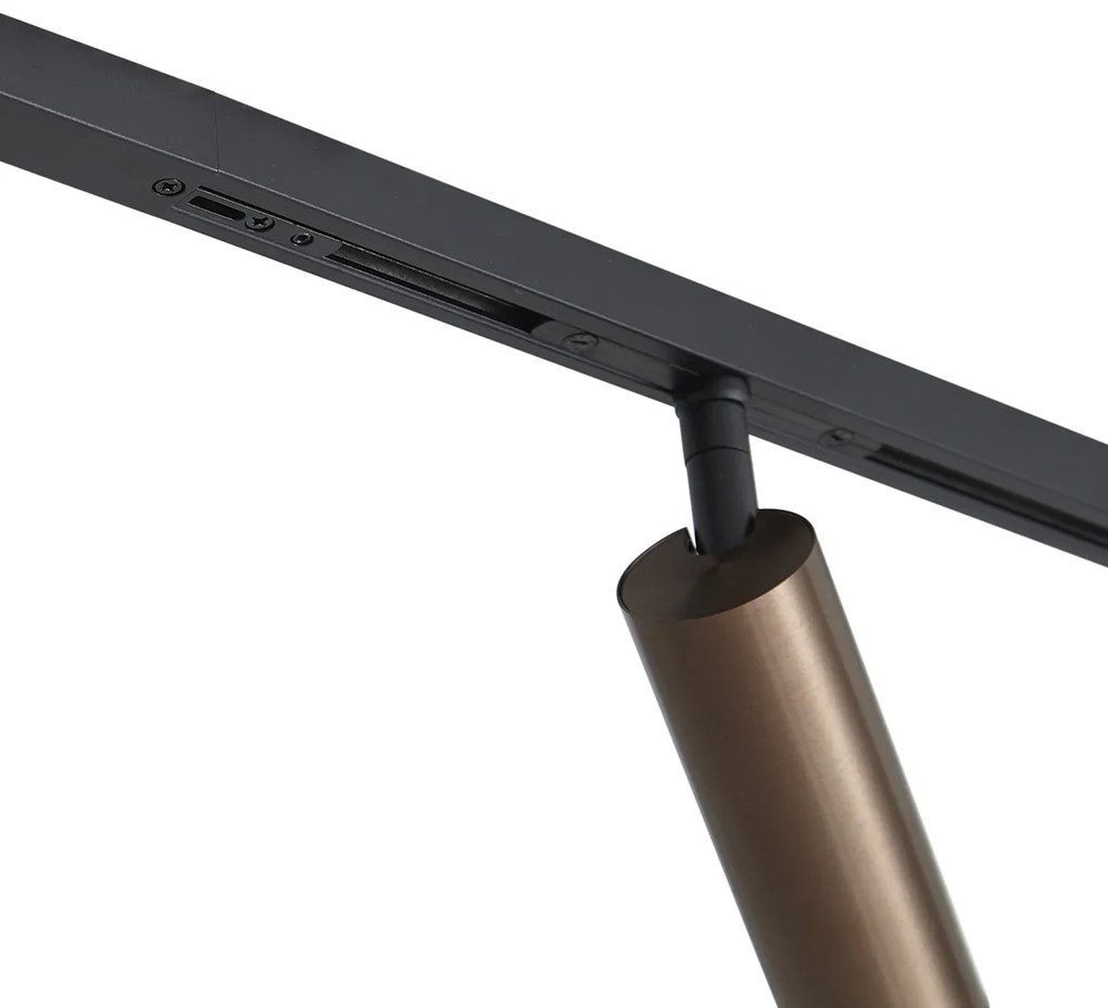 Modern railsysteem met 6 Spot / Opbouwspot / Plafondspots donker brons 1-fase - Slimline Uzzy Modern GU10 Binnenverlichting Lamp
