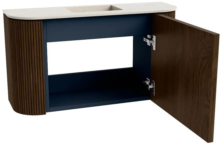 Mondiaz Joya DLux 75cm toiletmeubel ronding links/rechts walnut met wastafel faye midden zonder kraangat meli