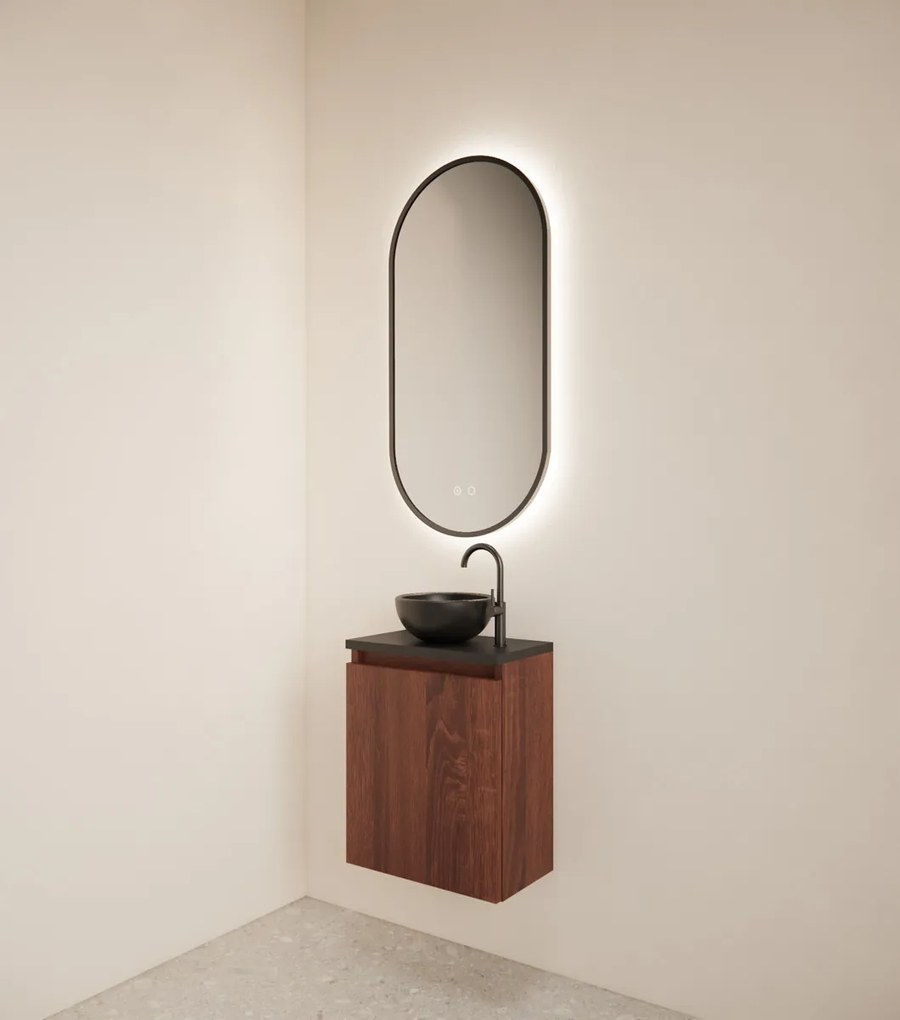 Gliss Design Echo toiletmeubel 40cm choco eiken met toppaneel zwart mat