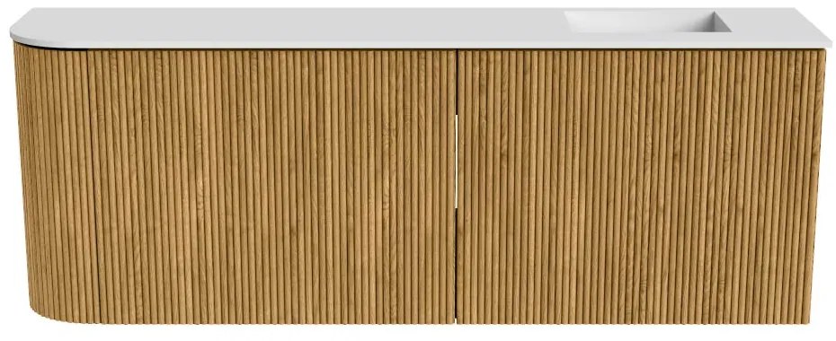 Mondiaz Joya 110cm toiletmeubel ronding links oak met wastafel faye rechts zonder kraangat talc