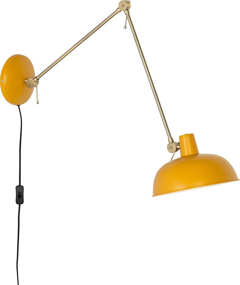 Smart wandlamp geel met brons incl. Wifi P45 - Milou