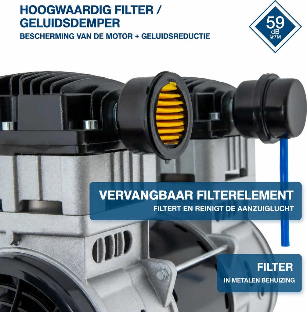 Hyundai 50 Liter Stille Compressor – 8 Bar, 232 l/min en Olievrij | SAC55753