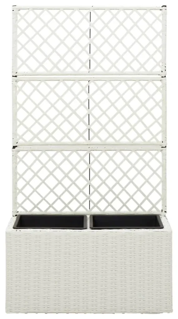 vidaXL Latwerkplantenbak verhoogd met potten 58x30x107 cm rattan wit