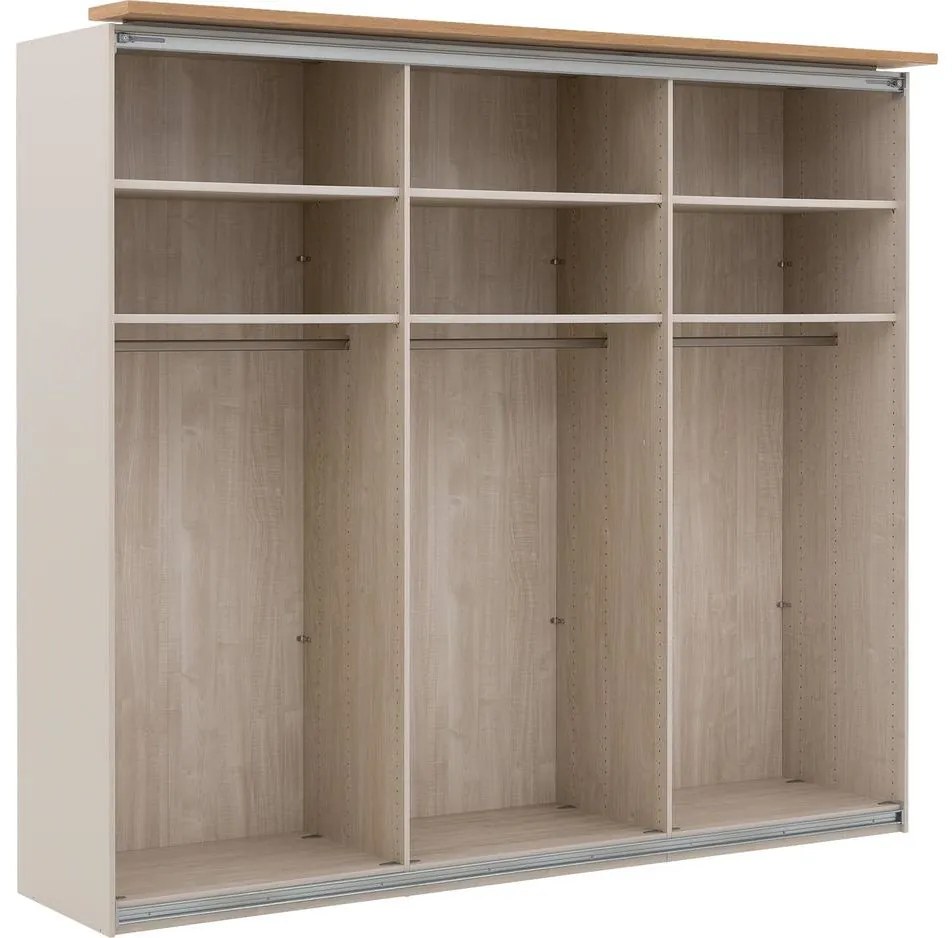 Goossens Kledingkast Riviera, Slaapkamerkast 250 cm breed, 217 cm hoog, 3 schuifdeuren