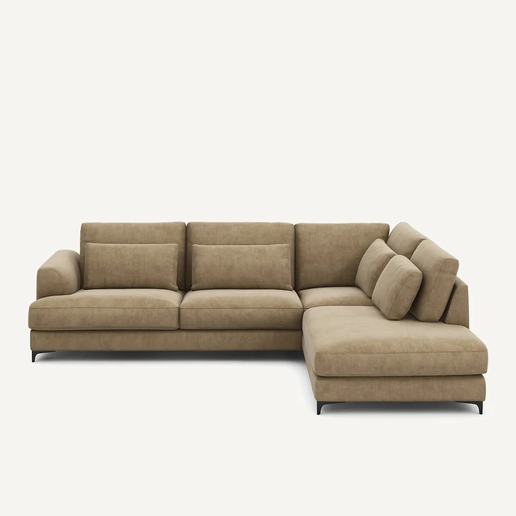 Omvormbare hoekbank rechts, stonewashed fluweel, Marsile