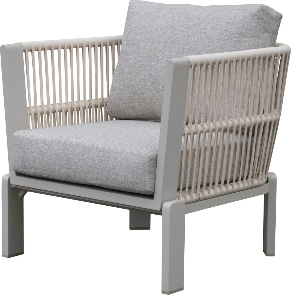 Veneto lounge tuinstoel latte zand aluminium rope