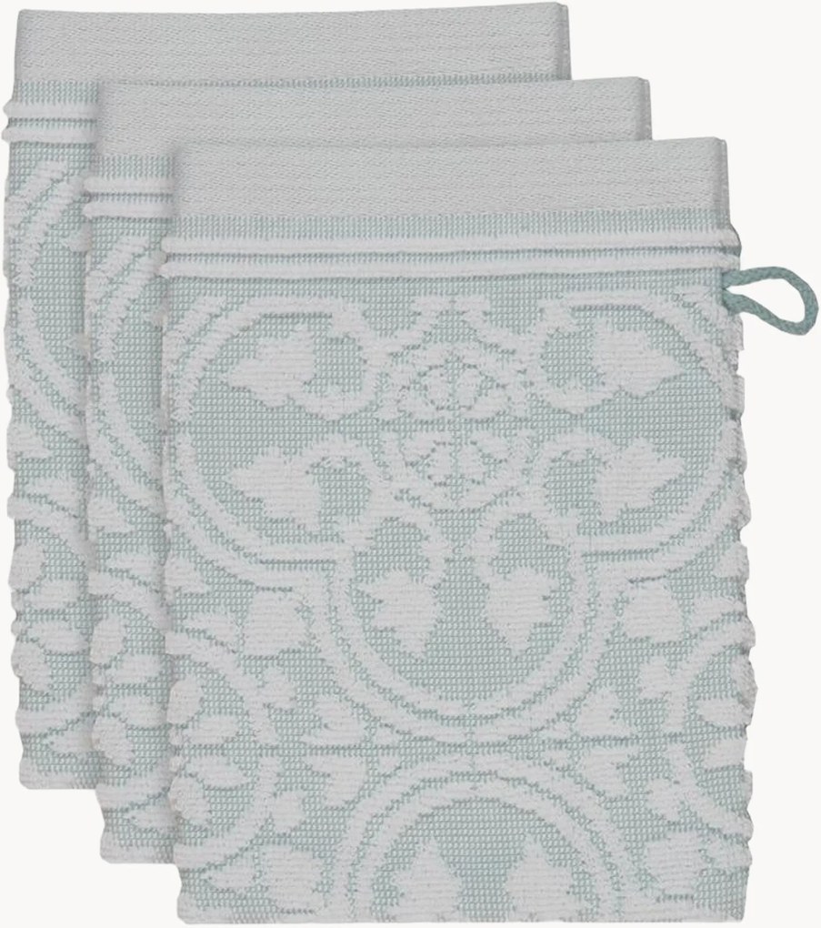 Jacquard badstofen washandjes Tile de Pip, 3-delig